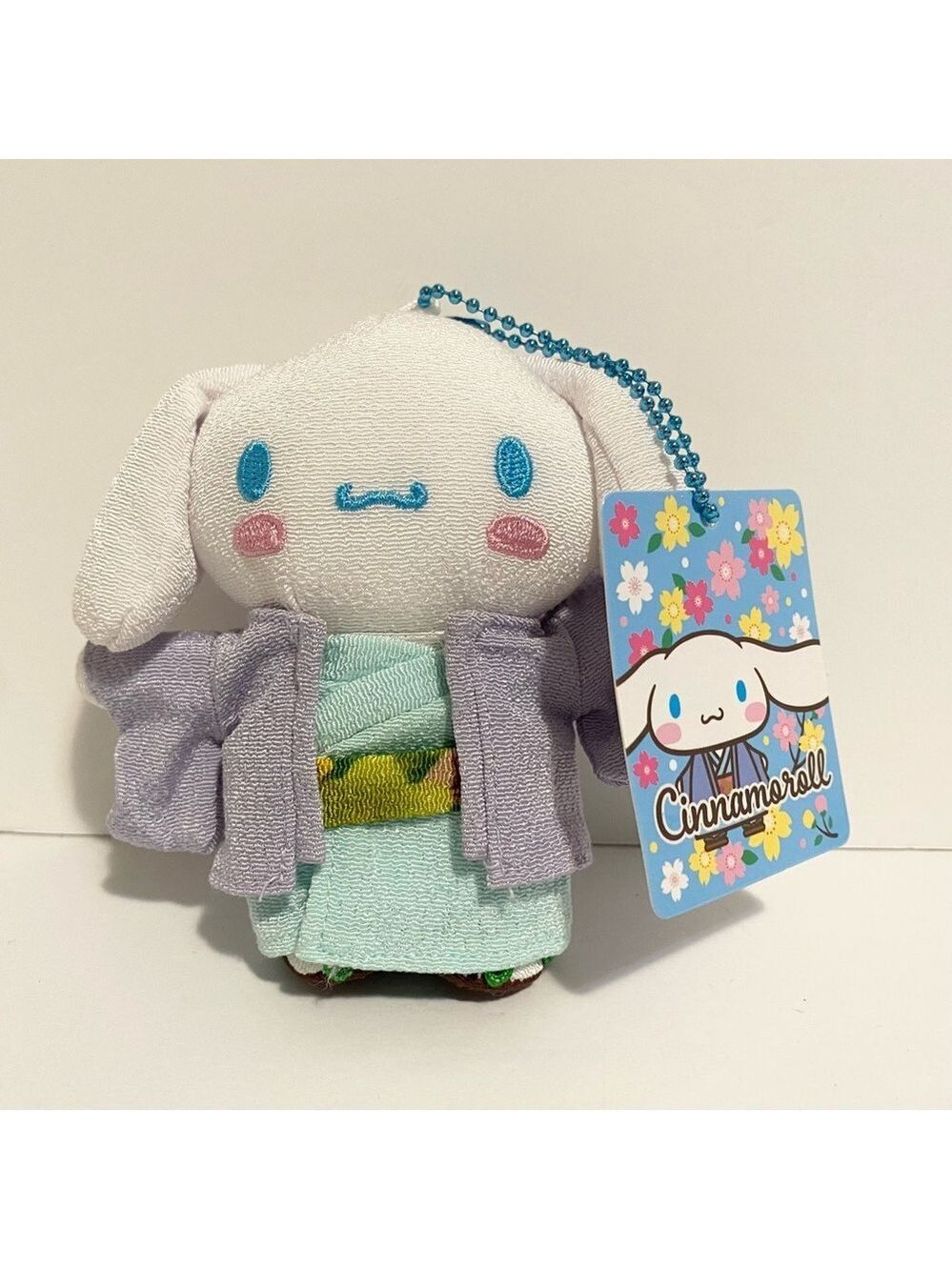 Sanrio Character Cinnamoroll Japanese Style Chirimen Mascot 4” Chain Plush New